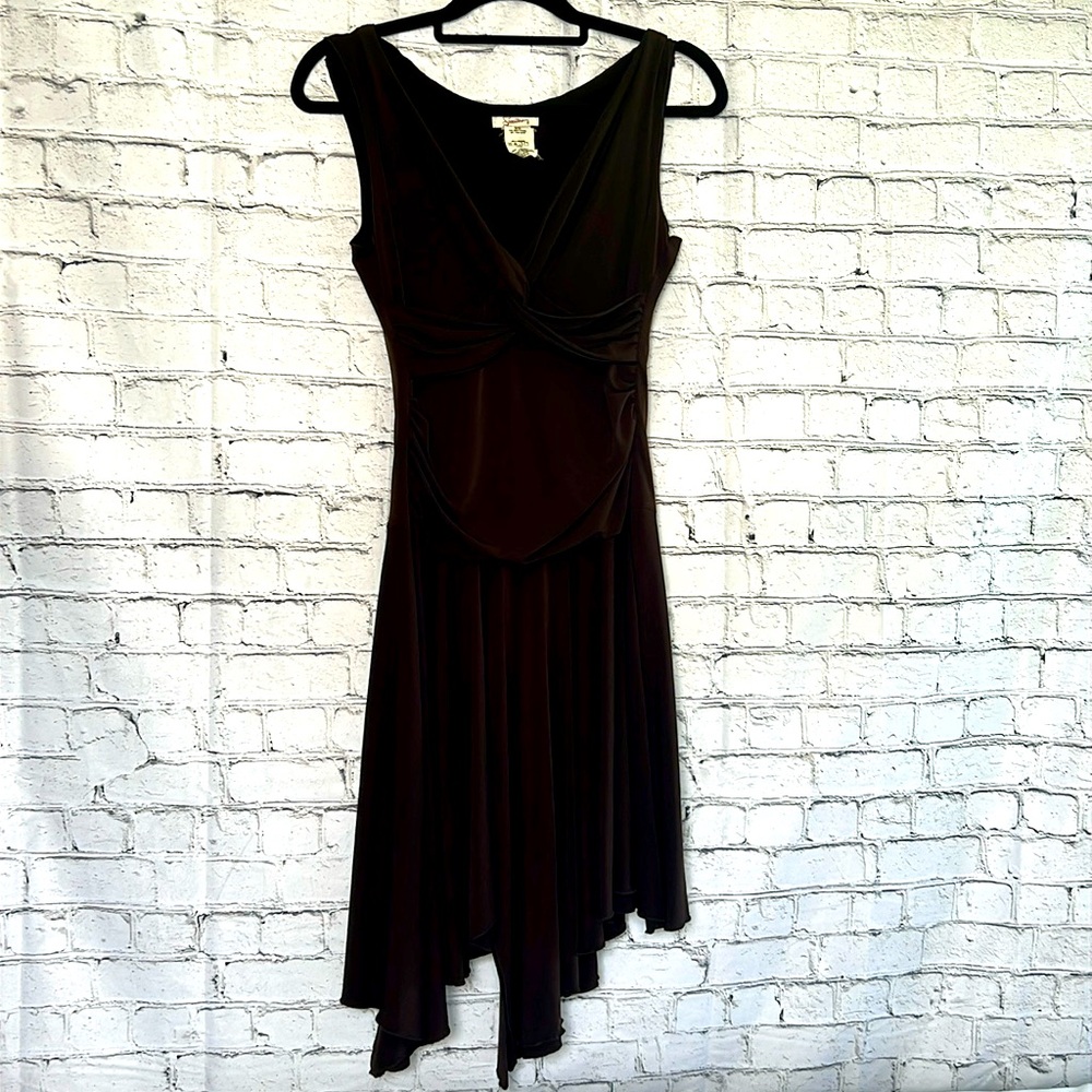 ⭐️ Speechless vintage brown asymmetrical fit & flair sleeveless v-neck dress L